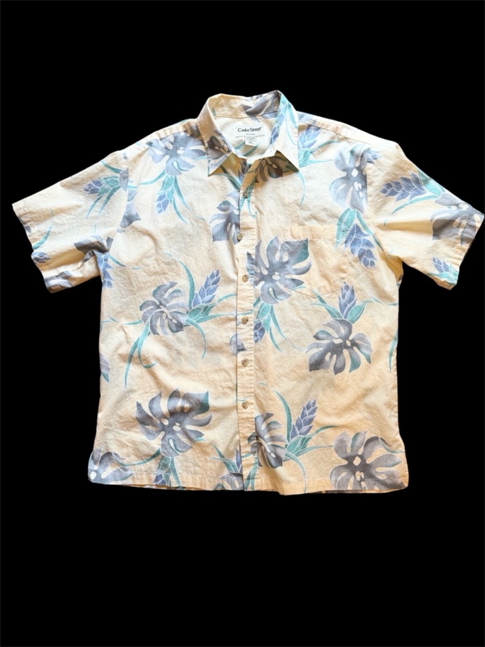 Cooke Street Hawaiian Shirt - Leaf & Flower Print - 100% Cotton Marked- Size XL